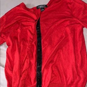 RED COVERUP/CARDIGAN